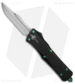 Marfione Custom Combat Interceptor OTF Knife Black W/ Green Ti HW (Hand Satin)