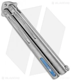 Microtech Marfione Custom Tachyon III Balisong Trainer Ti (4.5" Stonewash) -Microtech Shop microtech marfione tachyon III balisong 373 mck trainer bhq 36369 cm side