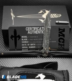 Marfione Custom Tachyon III Balisong Knife DLC Titanium (4.5" Damascus) -Microtech Shop microtech tachyon III balisong dlc ti dam all cm